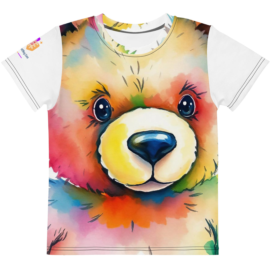 Watercolour Teddy Bear Kids Crew Neck T-Shirt, AI-Designed 209, main view