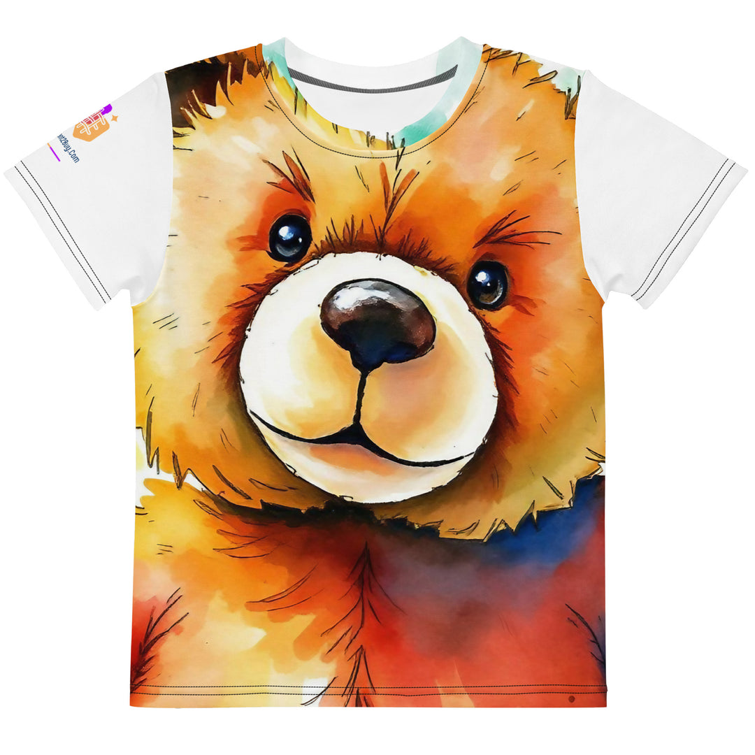 Watercolour Teddy Bear Kids Crew Neck T-Shirt, AI-Designed 210, main view