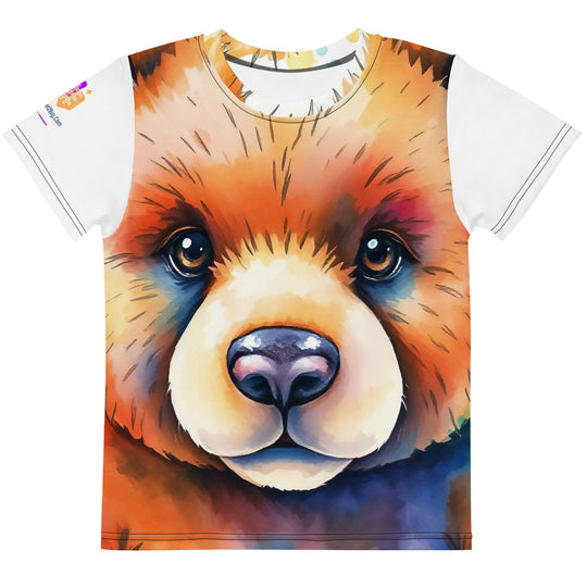 Watercolour Teddy Bear Kids Crew Neck T-Shirt, AI-Designed 212, main view