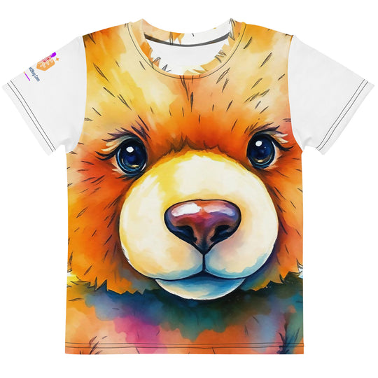 Watercolour Teddy Bear Kids Crew Neck T-Shirt, AI-Designed 213, main view