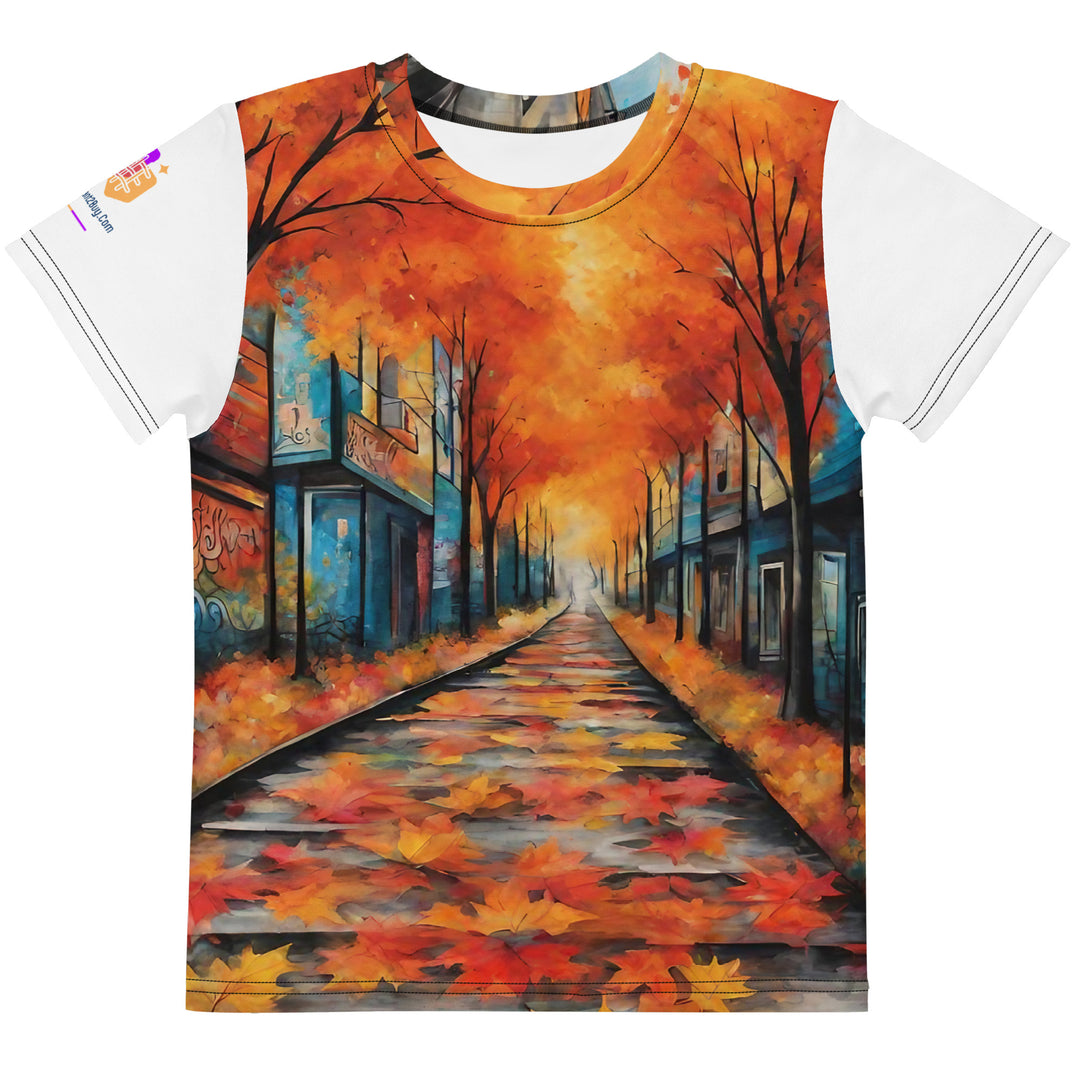 Autumn Graffiti Kids Crew Neck T-Shirt, AI-Designed 217, main view