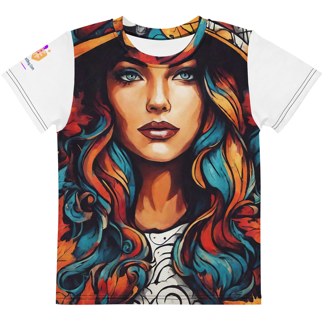 Autumn Graffiti Kids Crew Neck T-Shirt, AI-Designed 221, main view