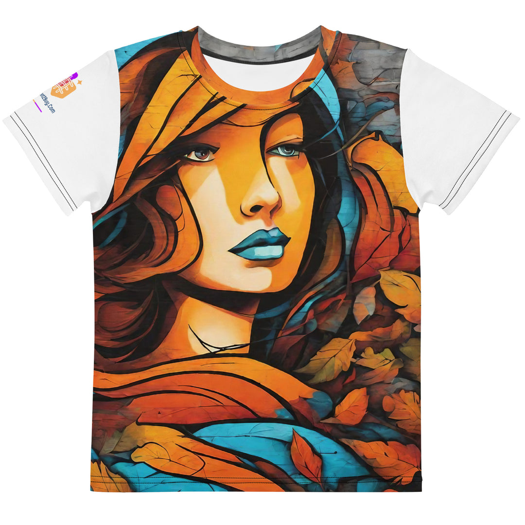 Autumn Graffiti Kids Crew Neck T-Shirt, AI-Designed 223, main view