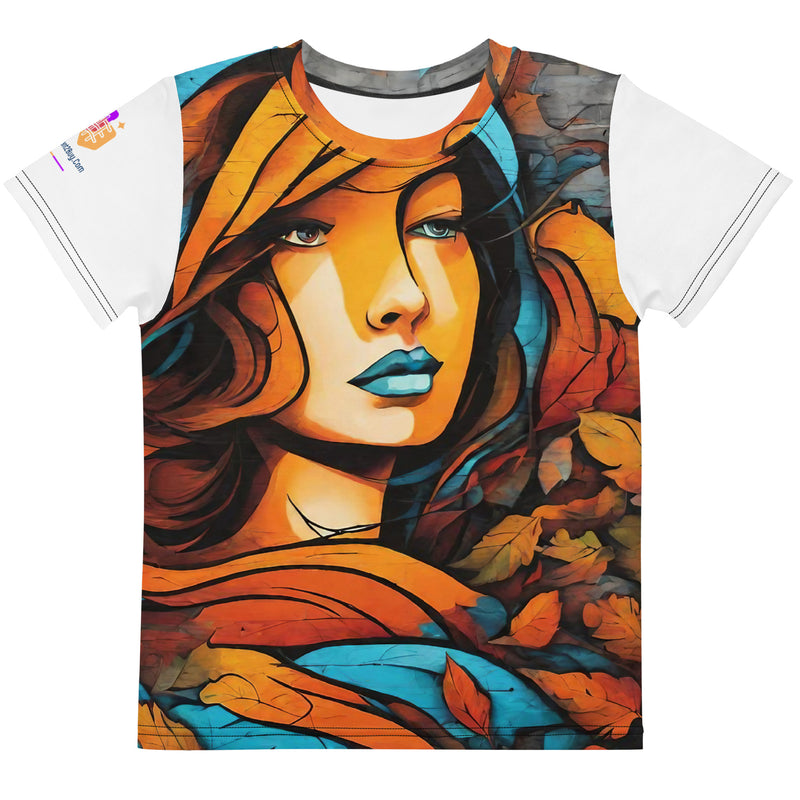 Autumn Graffiti Kids Crew Neck T-Shirt, AI-Designed 223, main view