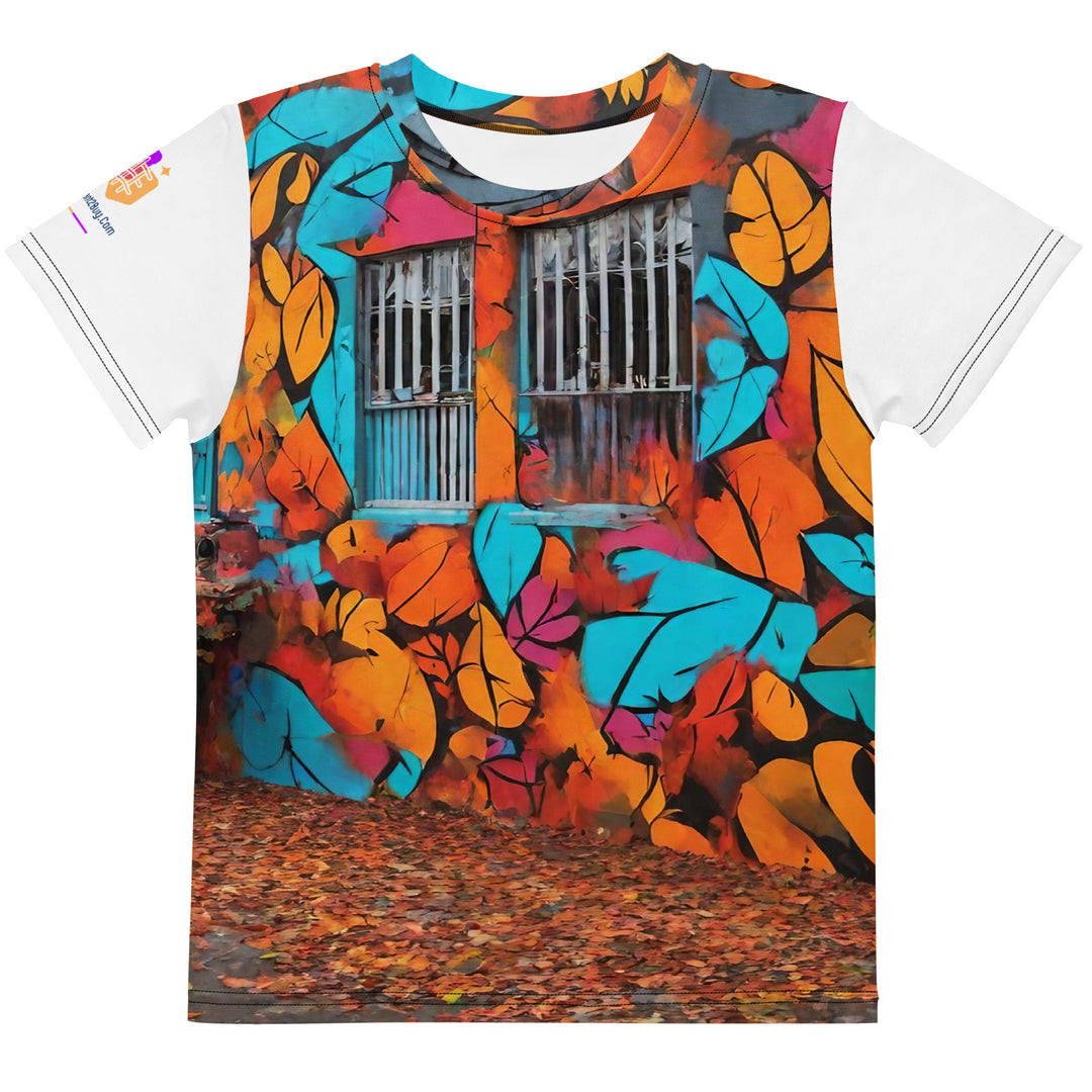 Autumn Graffiti Kids Crew Neck T-Shirt, AI-Designed 224, main view