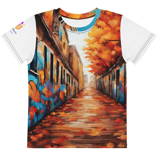 Autumn Graffiti Kids Crew Neck T-Shirt, AI-Designed 225, main view