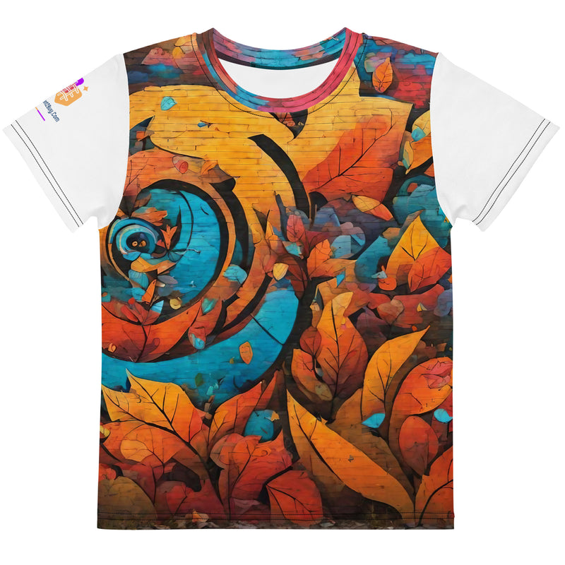 Autumn Graffiti Kids Crew Neck T-Shirt, AI-Designed 226, main view