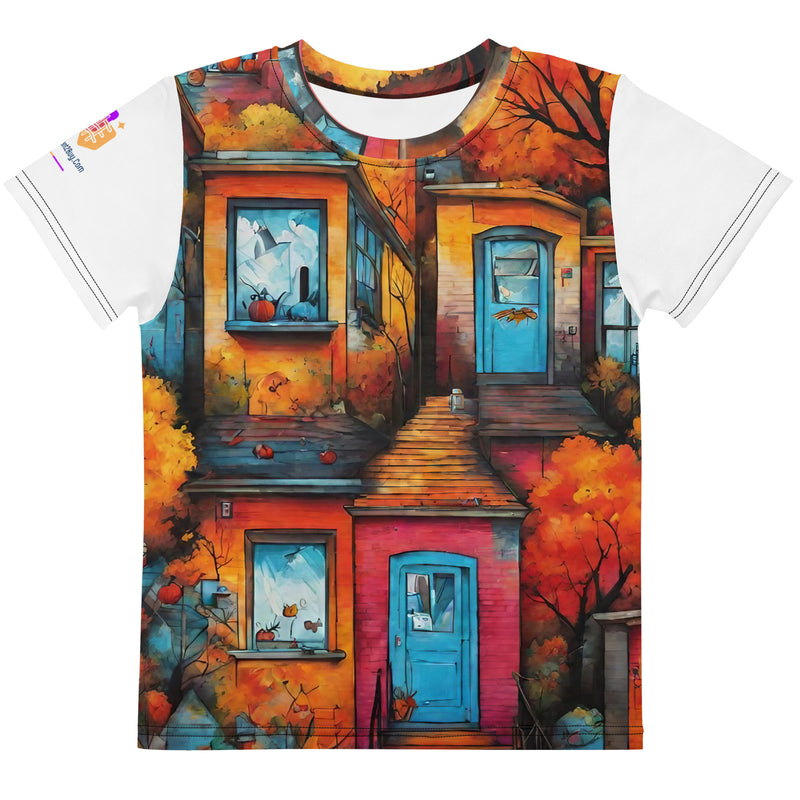 Autumn Graffiti Kids Crew Neck T-Shirt, AI-Designed 230, main view