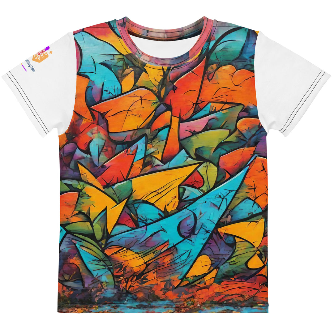 Autumn Graffiti Kids Crew Neck T-Shirt, AI-Designed 231, main view