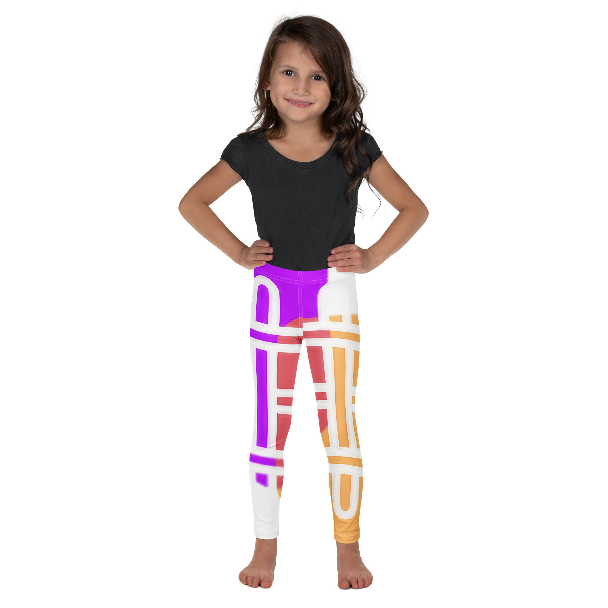 WhatUWant2Buy Logo Kids Leggings — AI-Designed for Active Little Ones — front view showing WhatUWant2Buy logo print