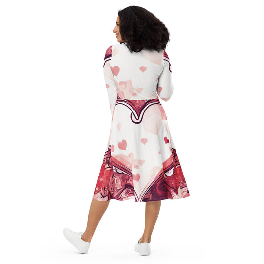 All-over print long sleeve midi dress - WhatUWant2Buy