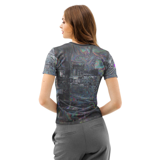 Glitchwear Women's Cotton Crew Neck T-Shirt, Everyday AI-Designed 0, view 4