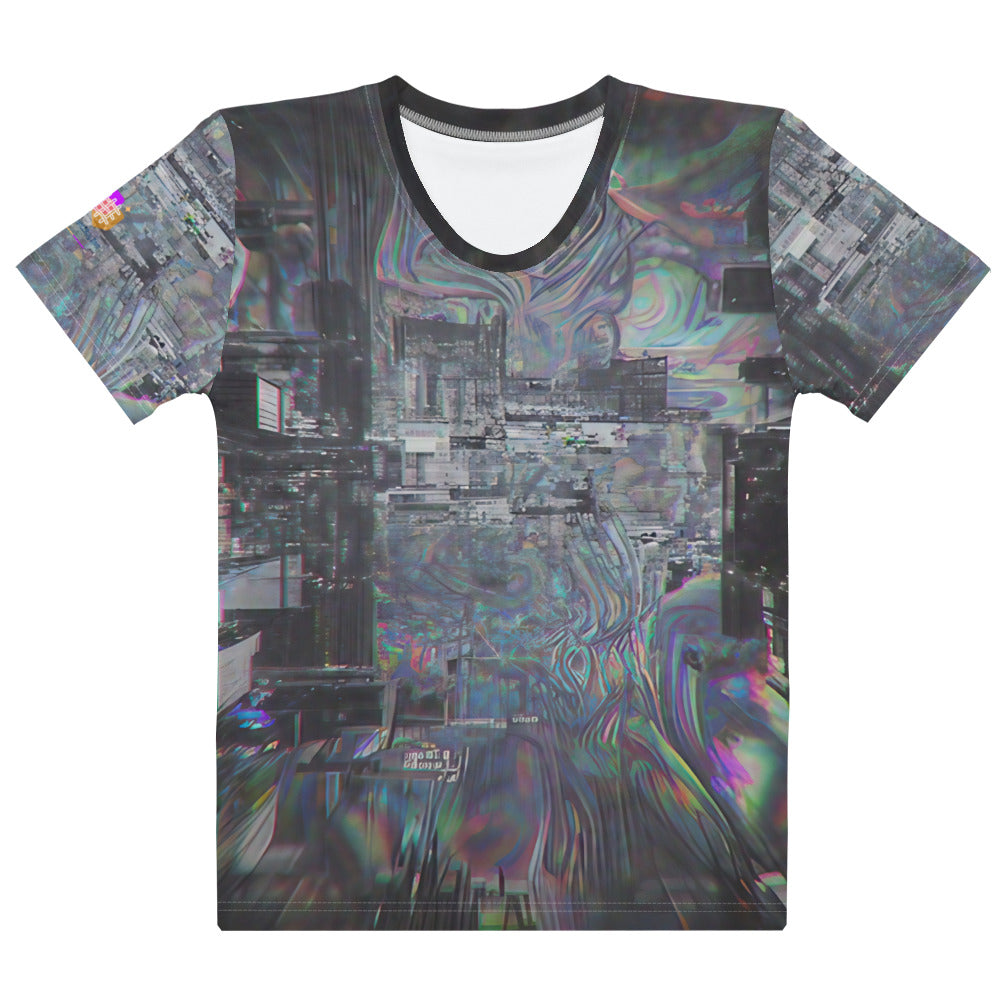 Glitchwear Women's Cotton Crew Neck T-Shirt, Everyday AI-Designed 0, main view