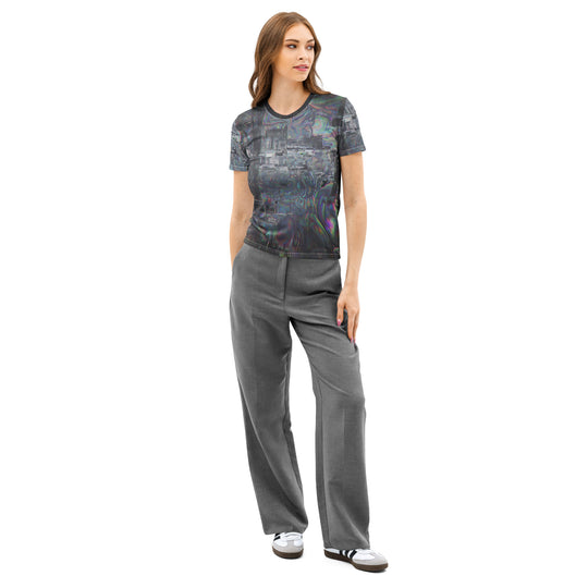 Glitchwear Women's Cotton Crew Neck T-Shirt, Everyday AI-Designed 0, view 3