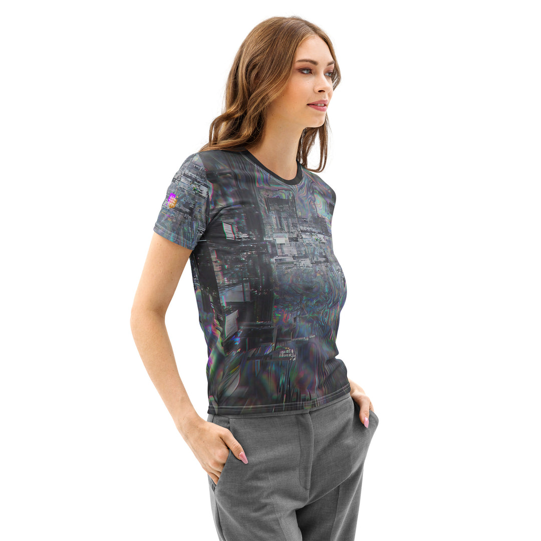 Glitchwear Women's Cotton Crew Neck T-Shirt, Everyday AI-Designed 0, view 6
