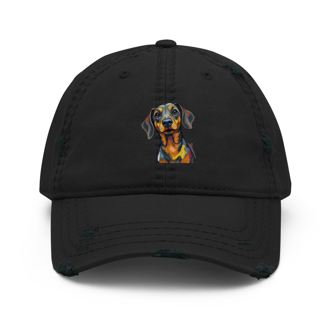 Dachshund Abstract Distressed Dad Hat | Everyday AI-Designed 1