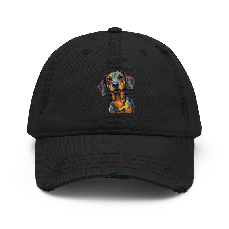 Dachshund Abstract Distressed Dad Hat | Everyday AI-Designed 1