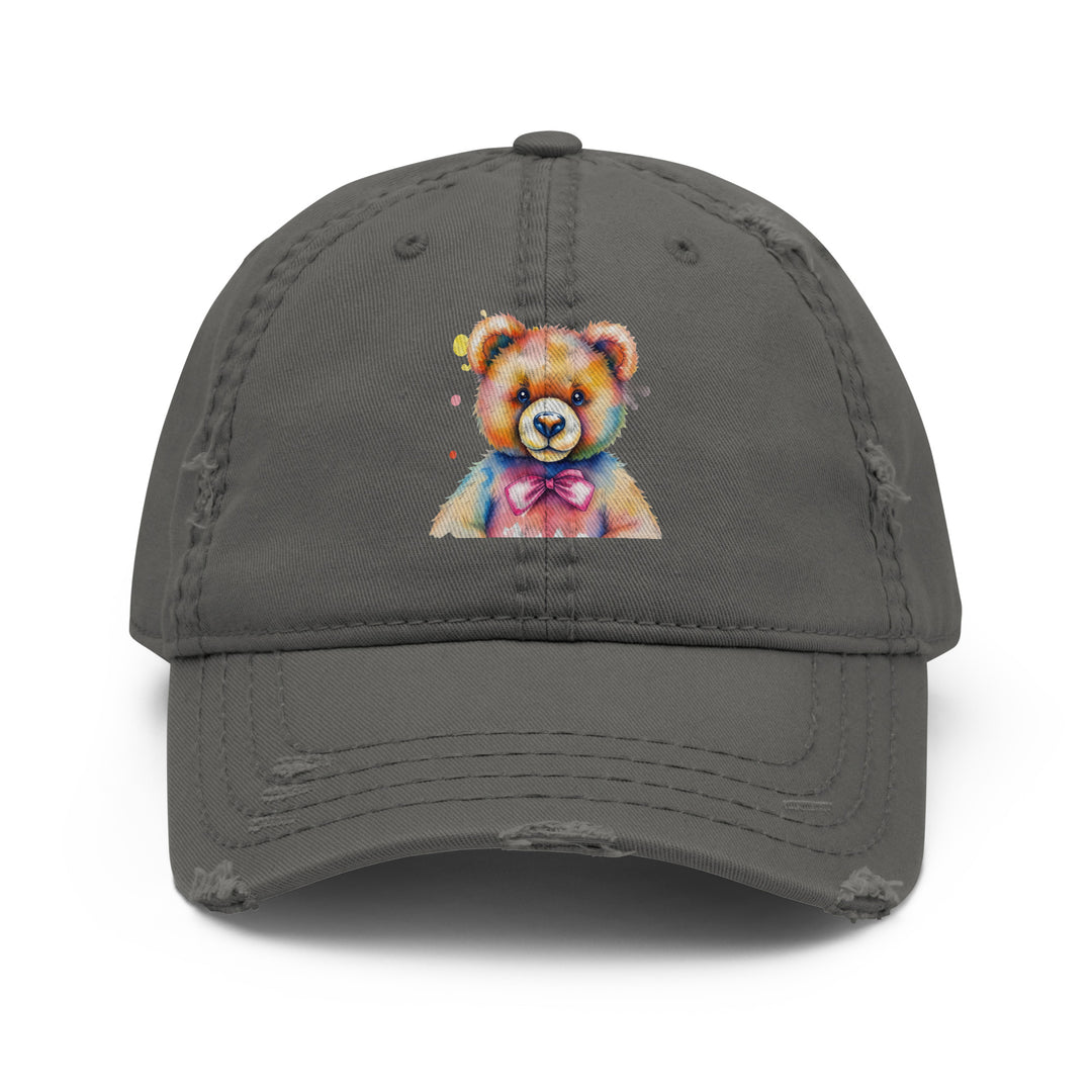 Teddy Bear Watercolor Distressed Dad Hat | Everyday AI-Designed 10 - Charcoal Grey