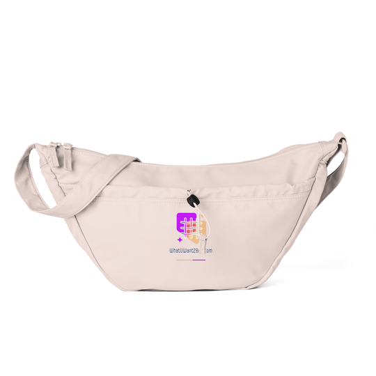 WhatUWant2Buy Logo Crossbody Bag — AI-Designed for Hands-Free Style — front view showing WhatUWant2Buy logo print
