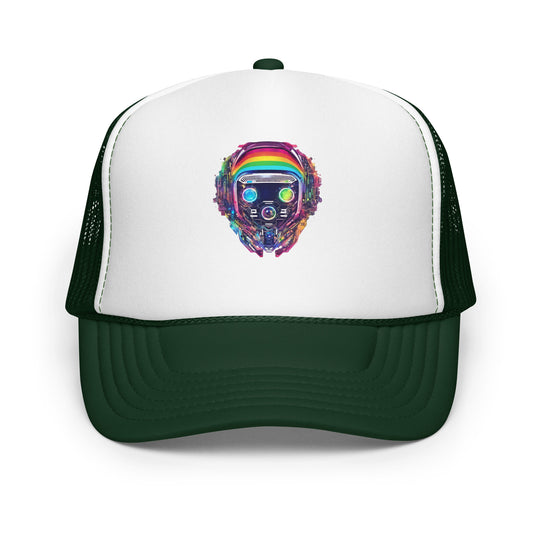 Cyberpunk Rainbow Foam Trucker Hat | Everyday AI-Designed 18 - Dark Green /White/Dark Green