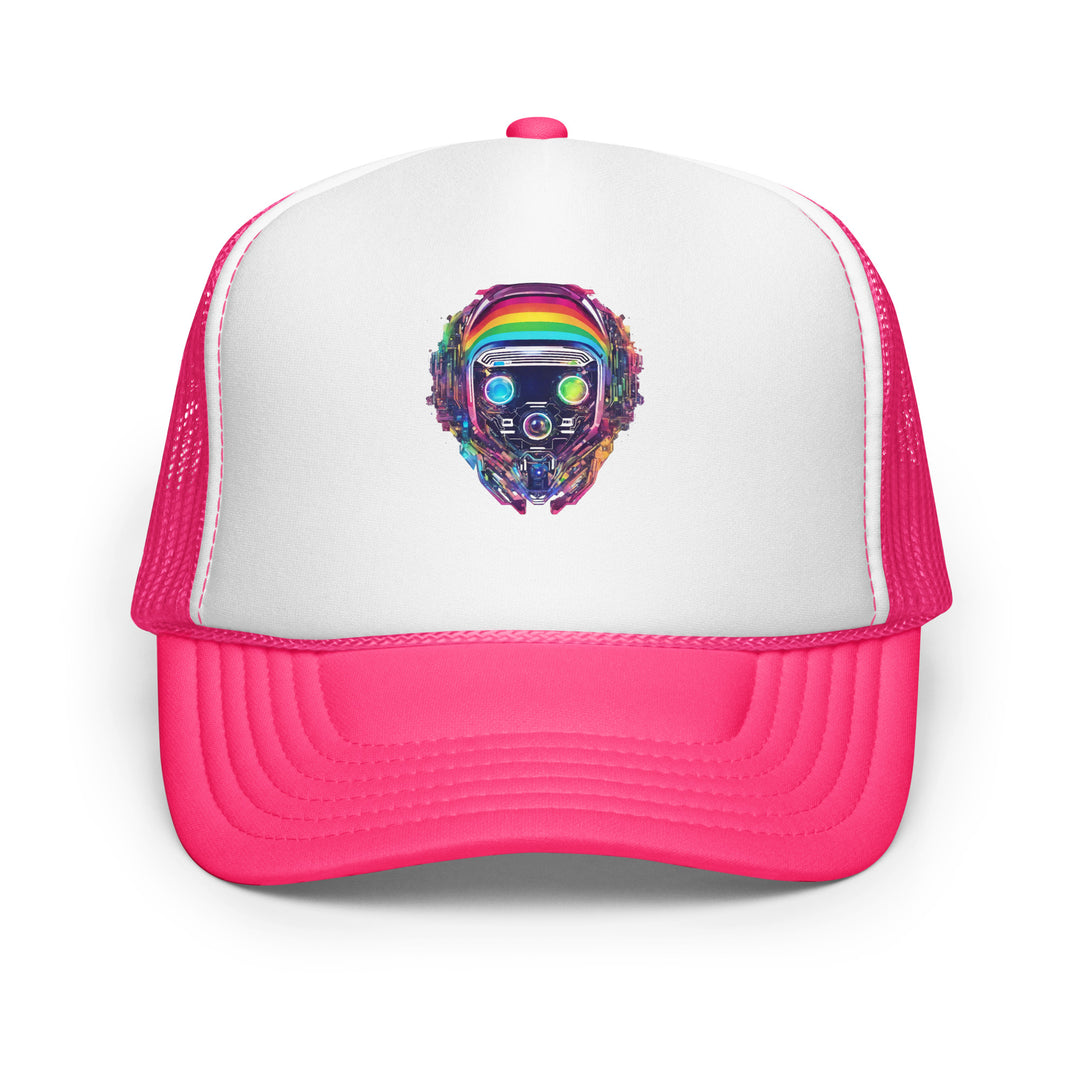 Cyberpunk Rainbow Foam Trucker Hat | Everyday AI-Designed 18 - Hot Pink/ White/ Hot Pink