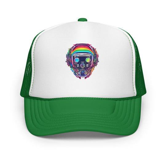 Cyberpunk Rainbow Foam Trucker Hat | Everyday AI-Designed 18 - Kelly/ White/ Kelly