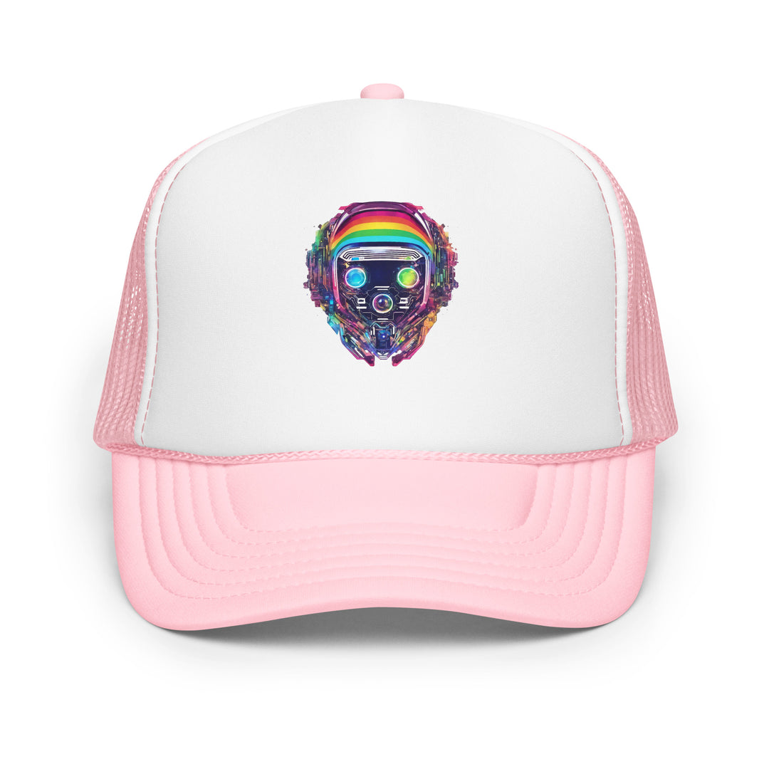 Cyberpunk Rainbow Foam Trucker Hat | Everyday AI-Designed 18 - Light Pink / White / Light Pink