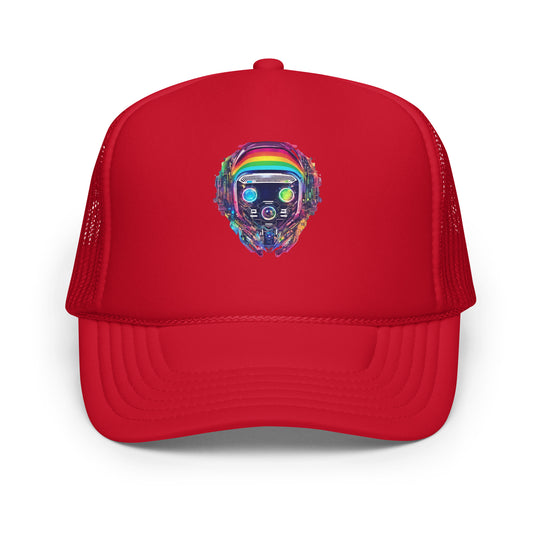 Cyberpunk Rainbow Foam Trucker Hat | Everyday AI-Designed 18 - Red