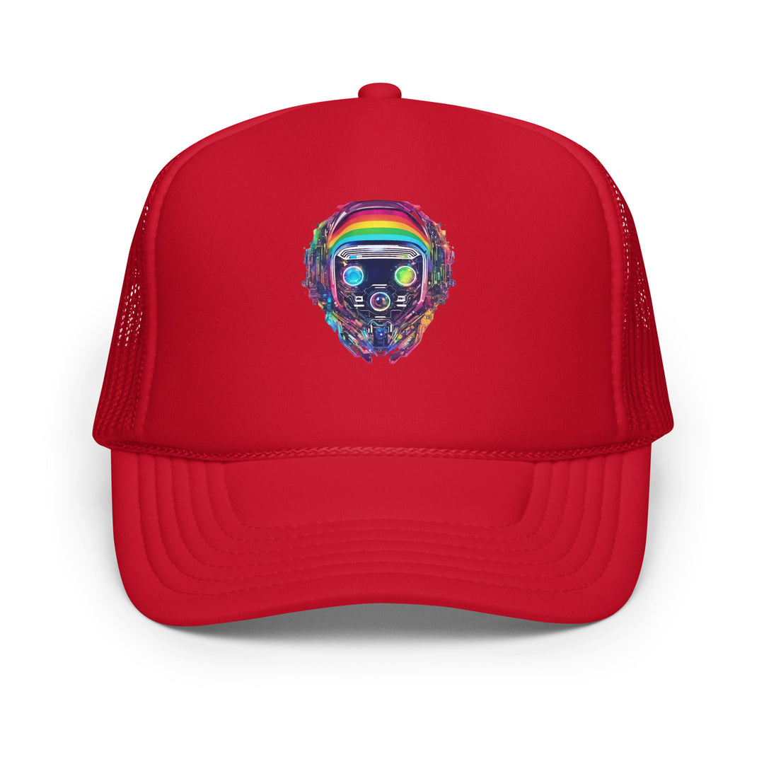 Cyberpunk Rainbow Foam Trucker Hat | Everyday AI-Designed 18 - Red