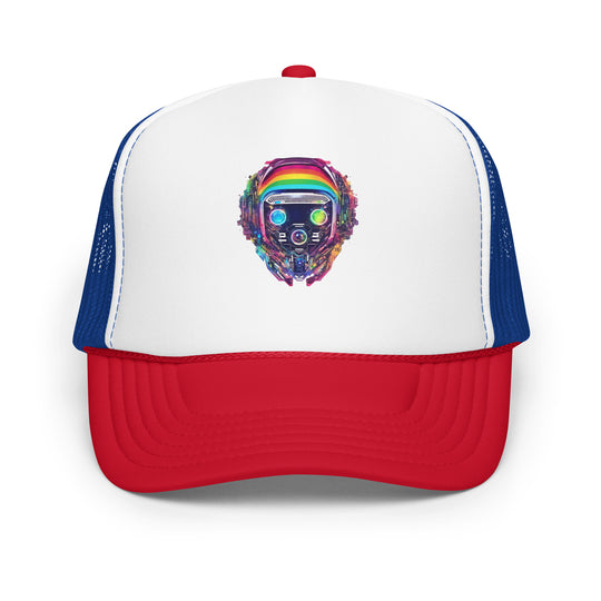 Cyberpunk Rainbow Foam Trucker Hat | Everyday AI-Designed 18 - Red / White / Royal