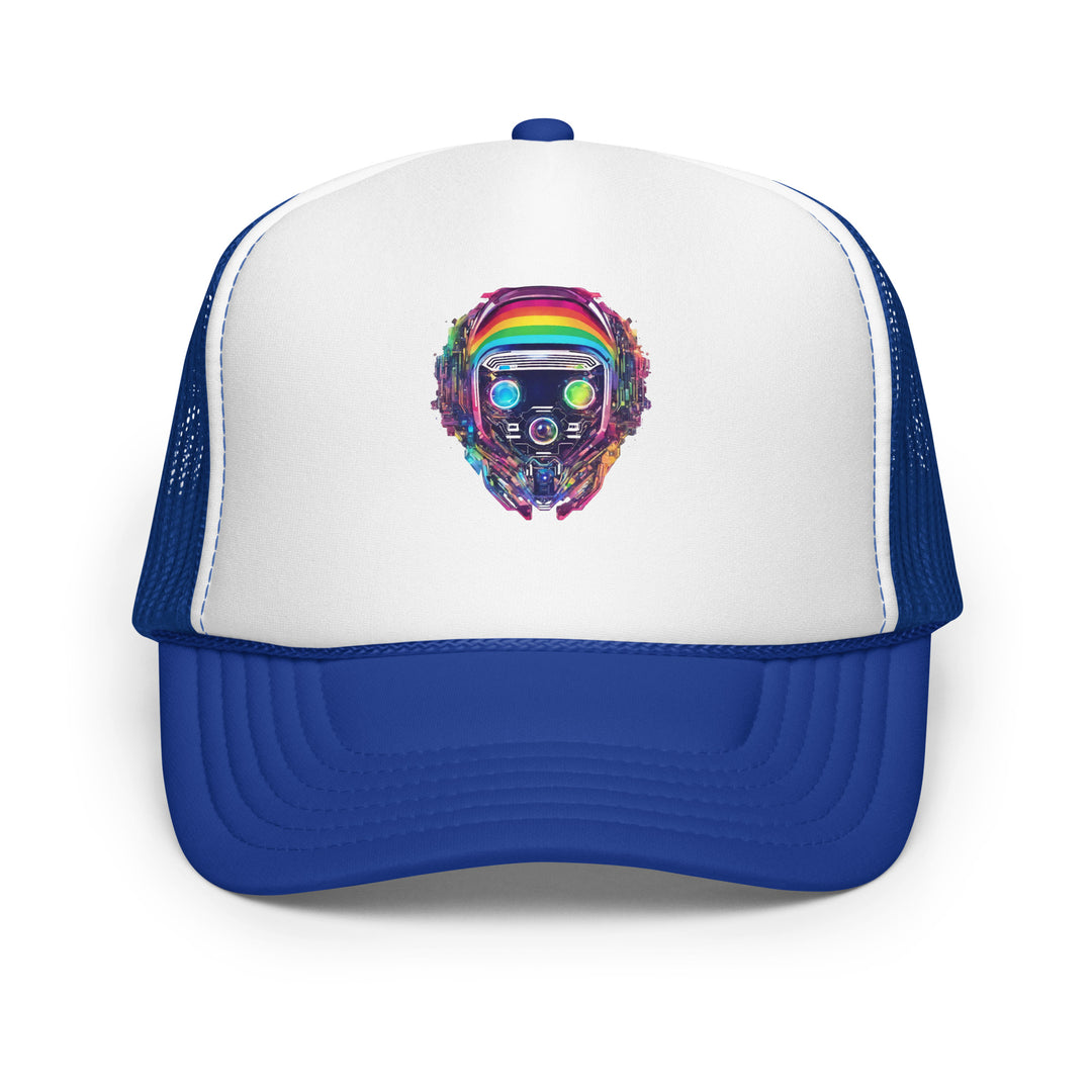 Cyberpunk Rainbow Foam Trucker Hat | Everyday AI-Designed 18 - Royal/ White/ Royal