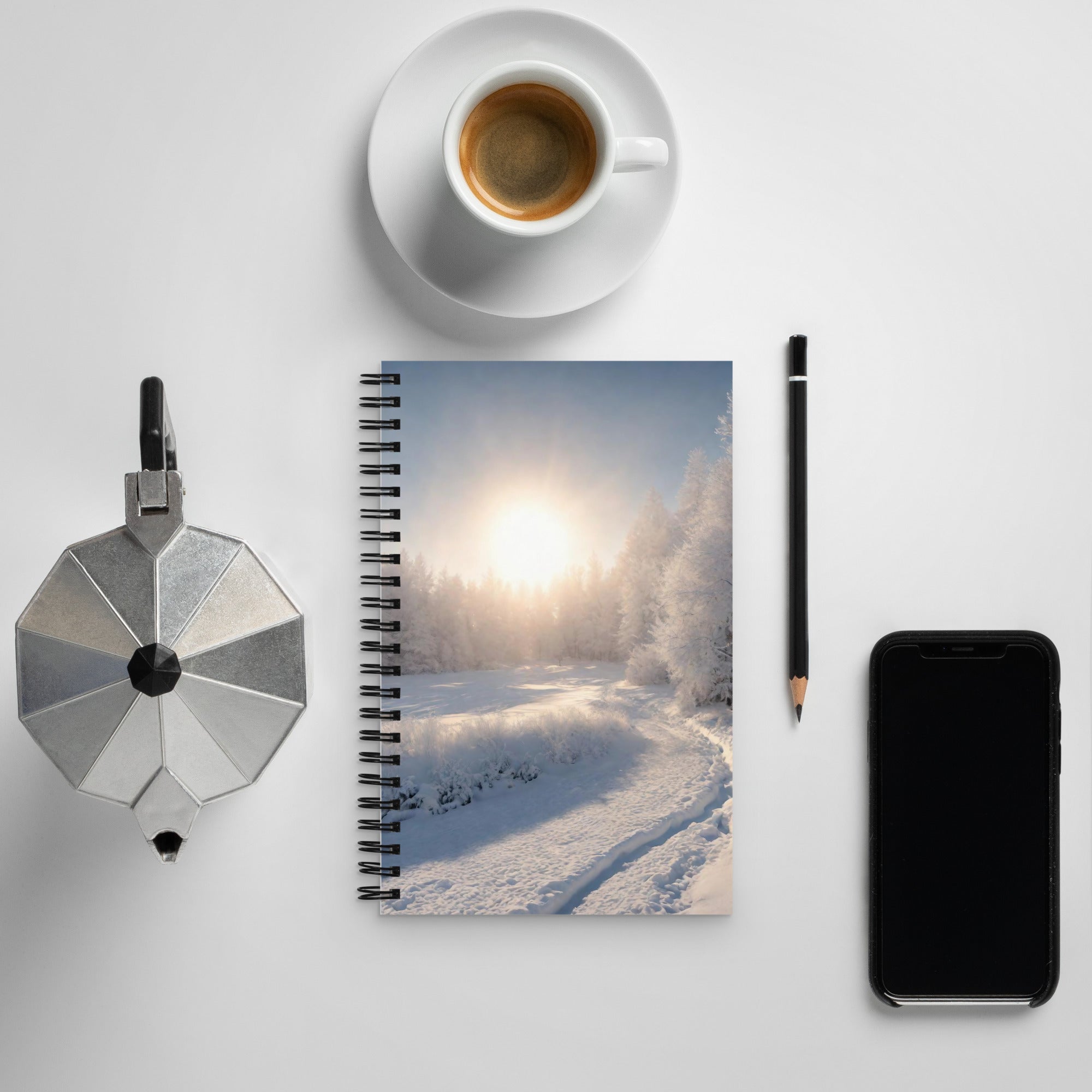 3D Art Spiral Notebook with AI-designed cover, front view