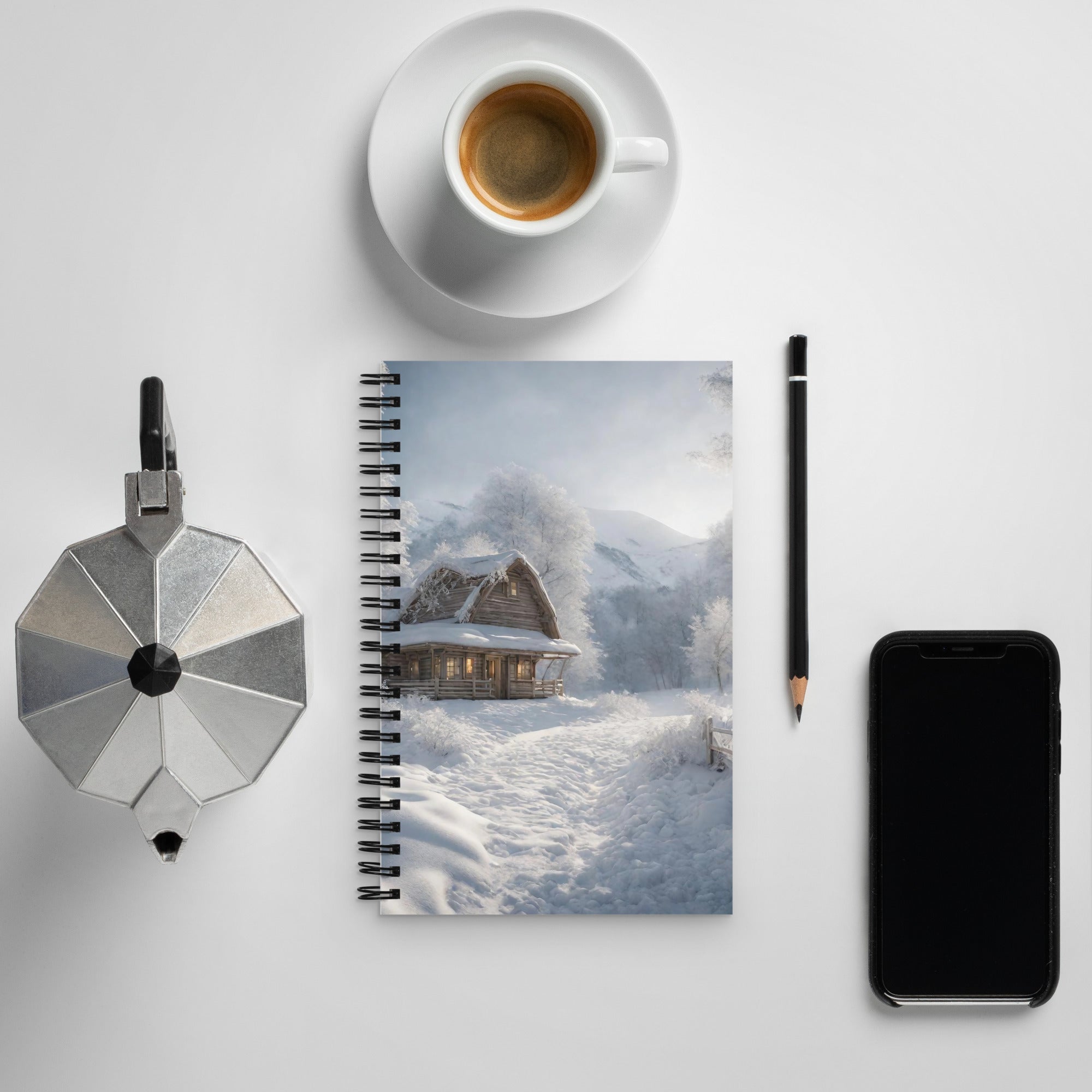 3D Art Spiral Notebook with AI-designed cover, front view