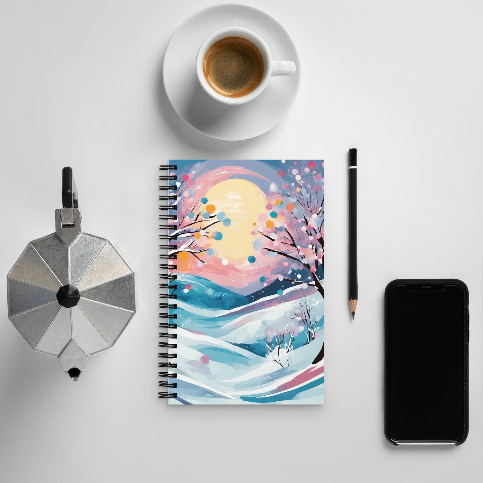 Abstract Spiral Notebook with AI-designed cover, front view