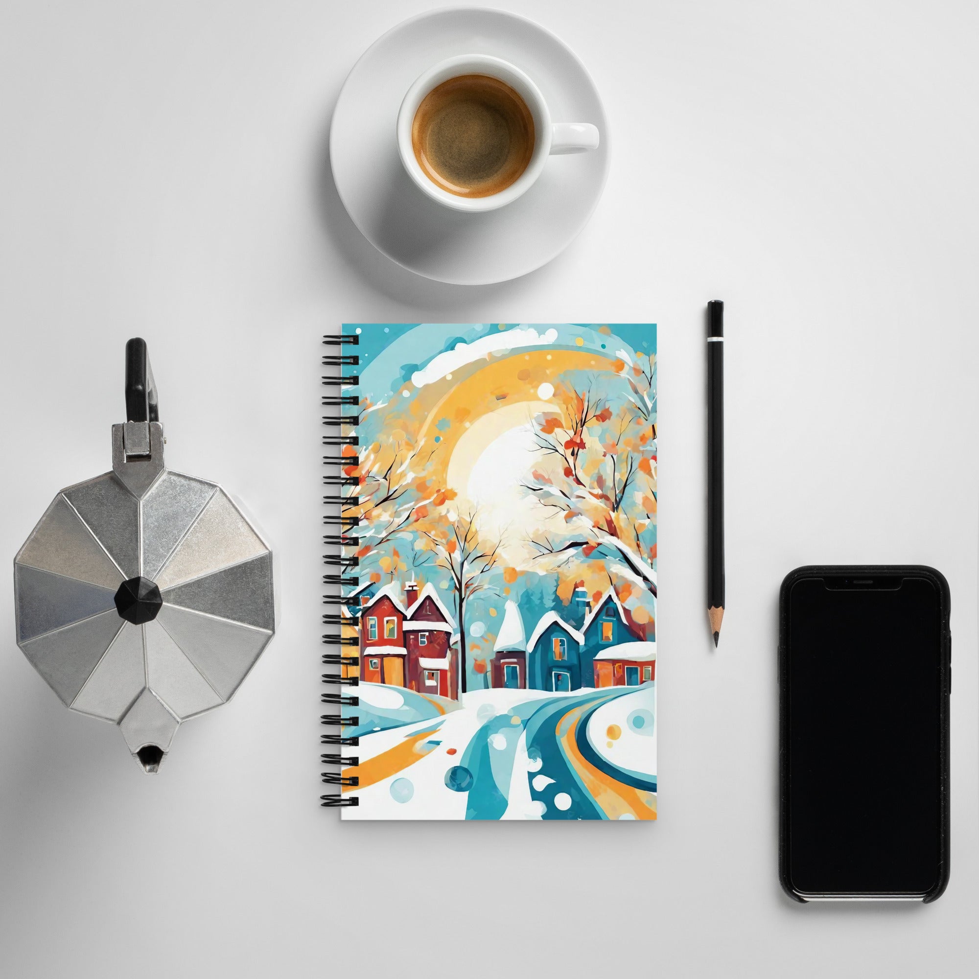 Abstract Spiral Notebook with AI-designed cover, front view