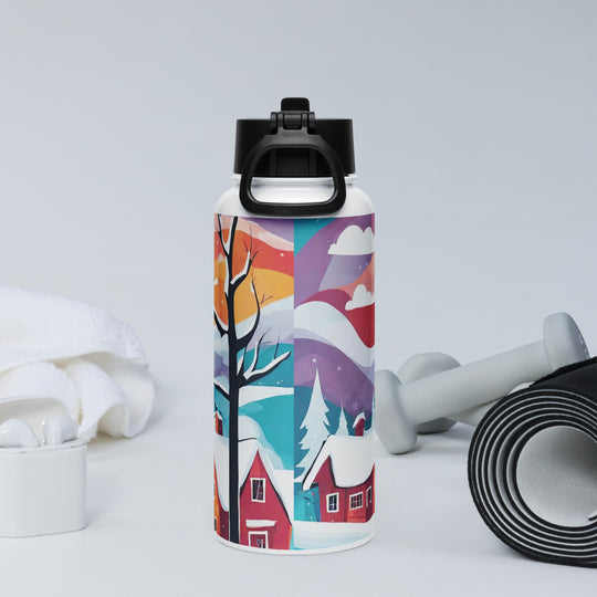 Stainless steel water bottle with a straw lid - WhatUWant2Buy