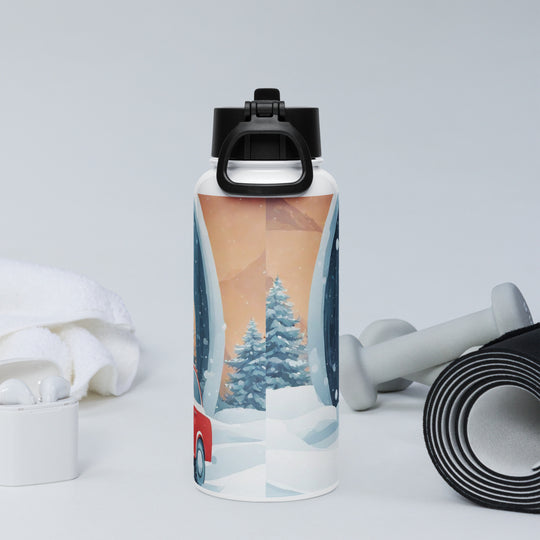 Stainless steel water bottle with a straw lid - WhatUWant2Buy