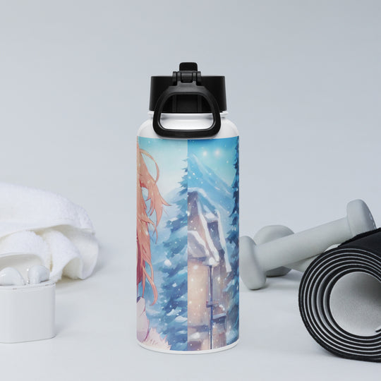 Stainless steel water bottle with a straw lid - WhatUWant2Buy