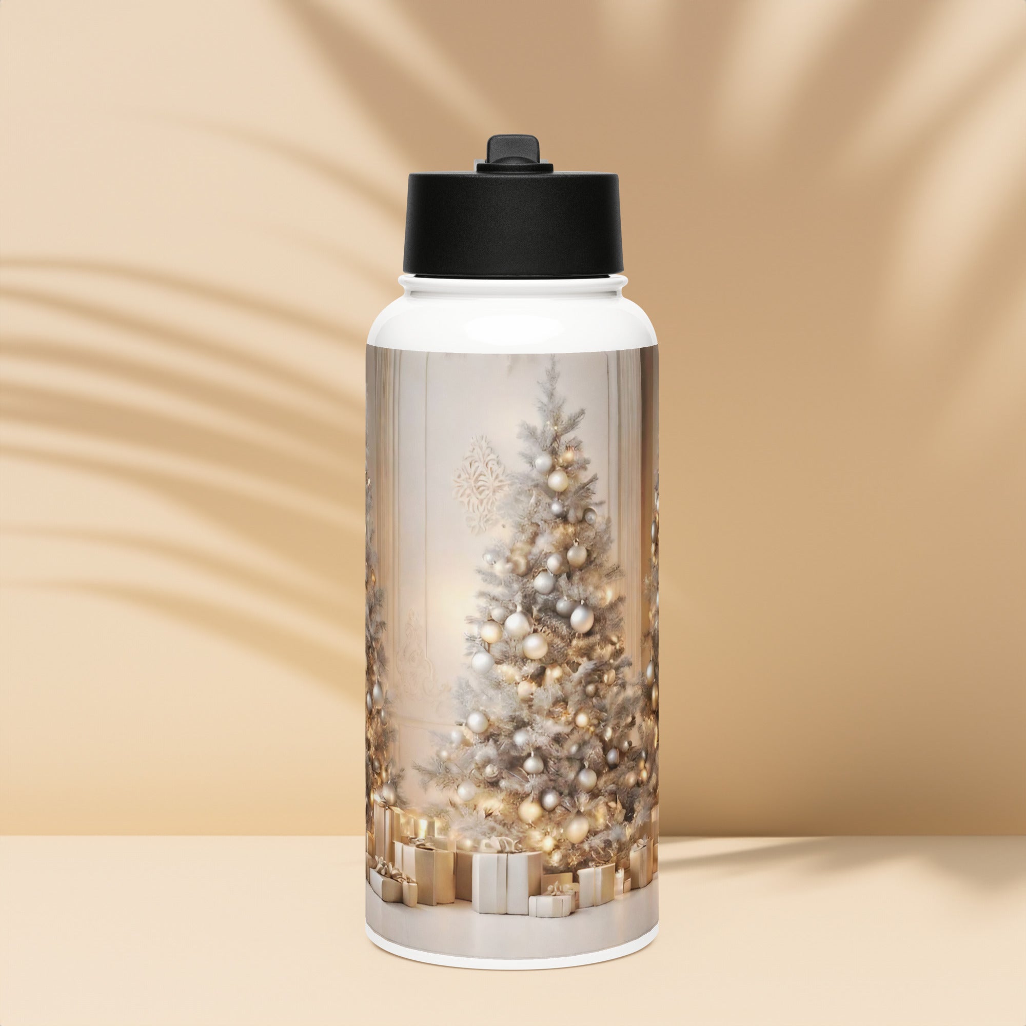 3D Art Water Bottle — Christmas Collection — front view showing vivid 3D art festive print