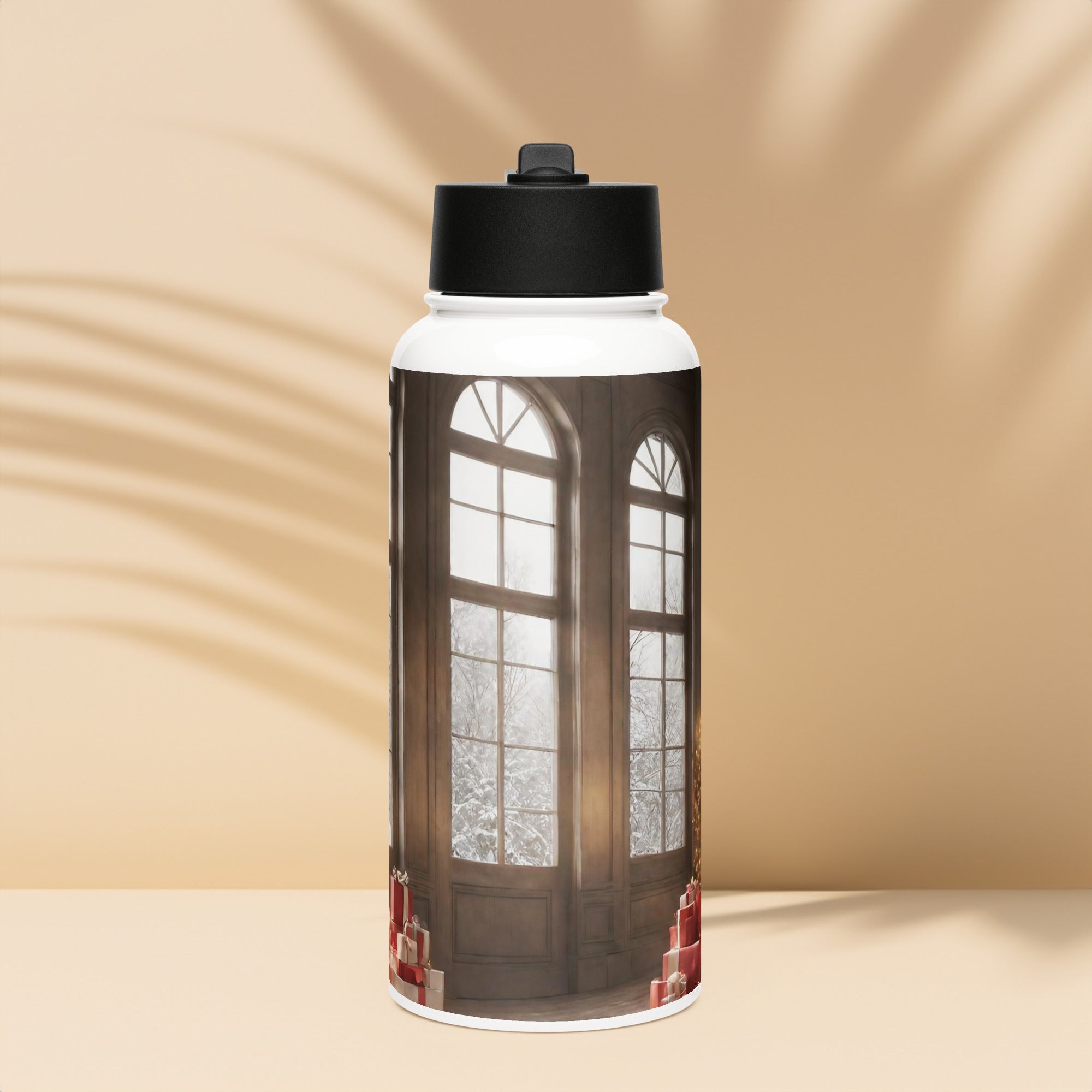 3D Art Water Bottle — Christmas Edition — front view showing vivid 3D art festive print
