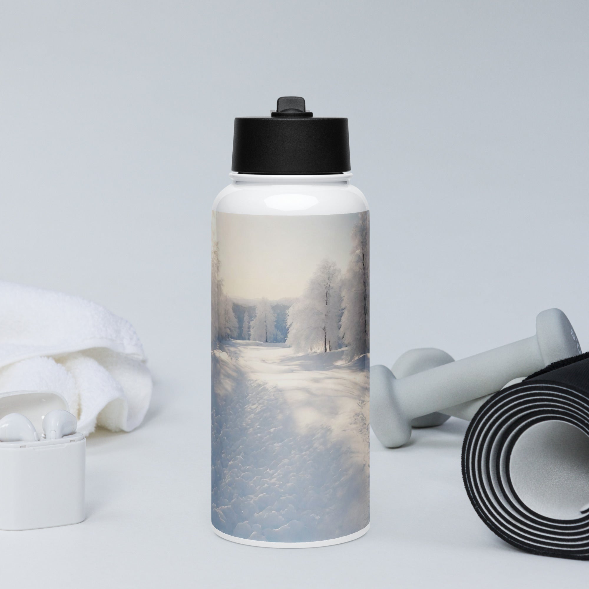 Stainless steel water bottle with a straw lid - WhatUWant2Buy