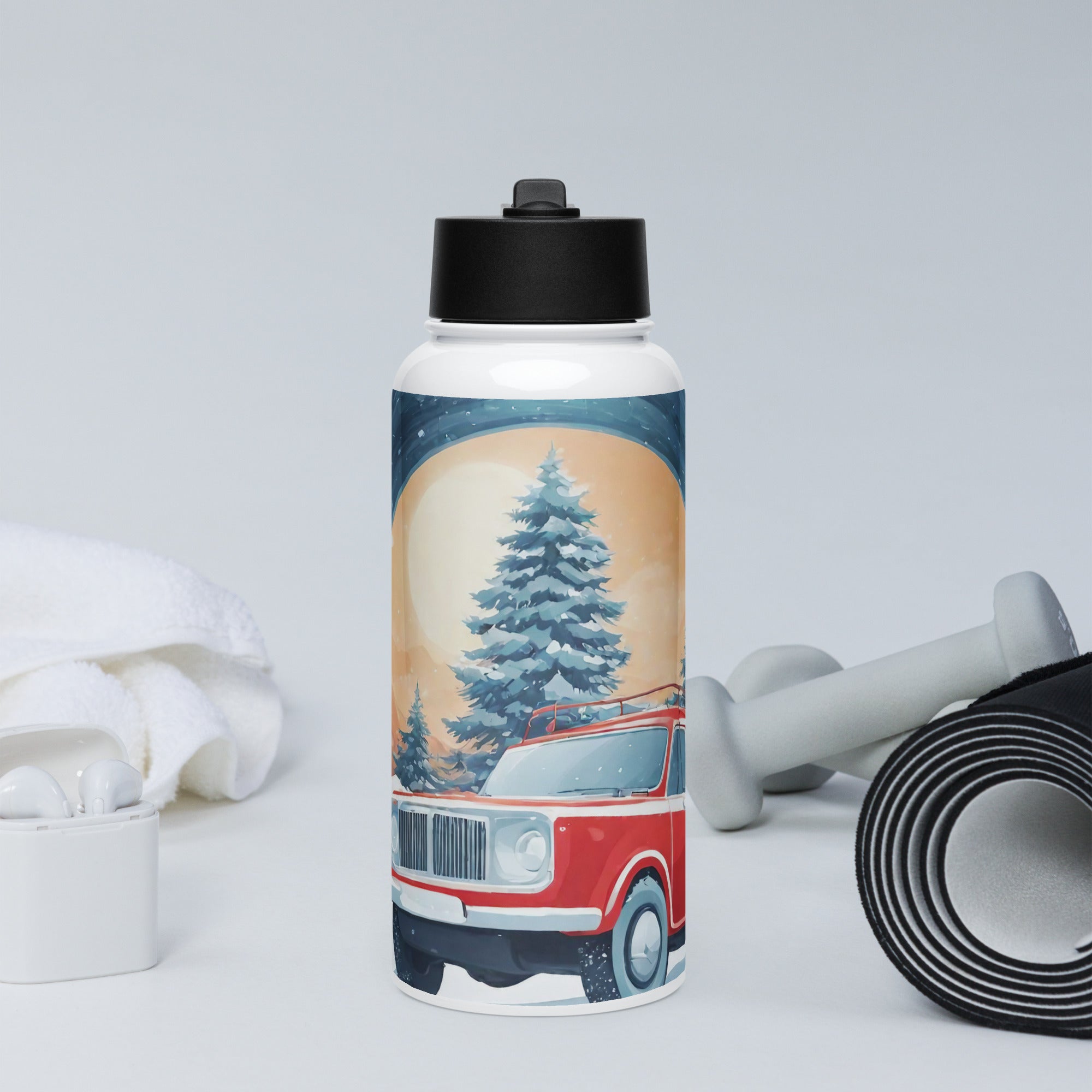 Stainless steel water bottle with a straw lid - WhatUWant2Buy
