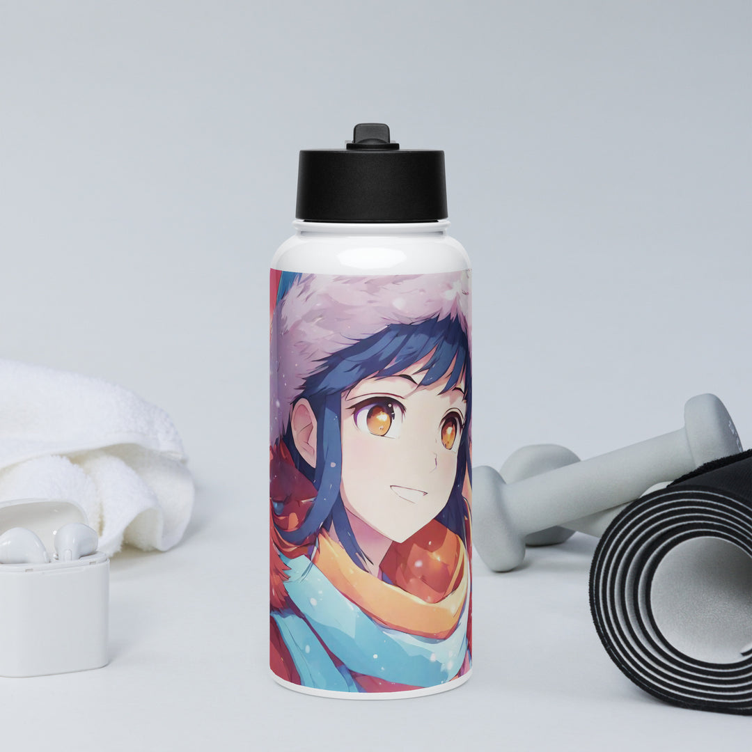 Stainless steel water bottle with a straw lid - WhatUWant2Buy