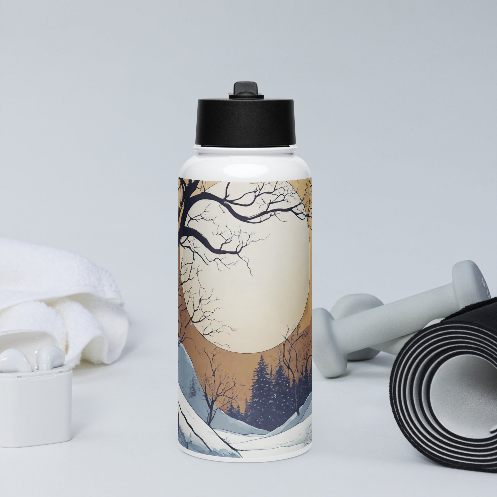 Stainless steel water bottle with a straw lid - WhatUWant2Buy