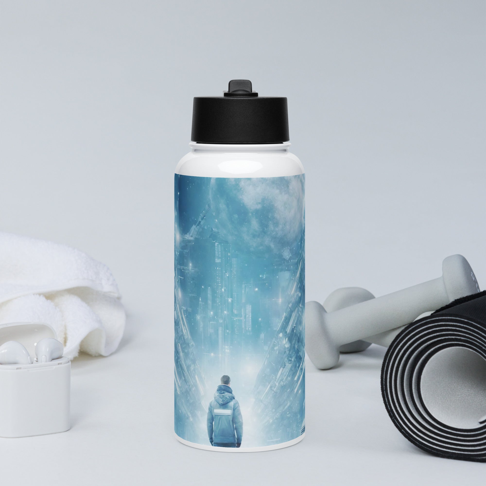 Stainless steel water bottle with a straw lid - WhatUWant2Buy