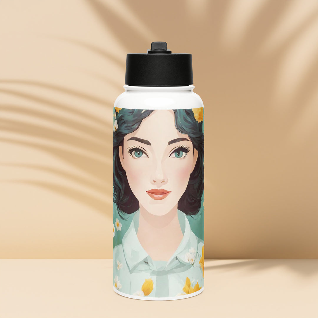 Stainless steel water bottle with a straw lid - WhatUWant2Buy