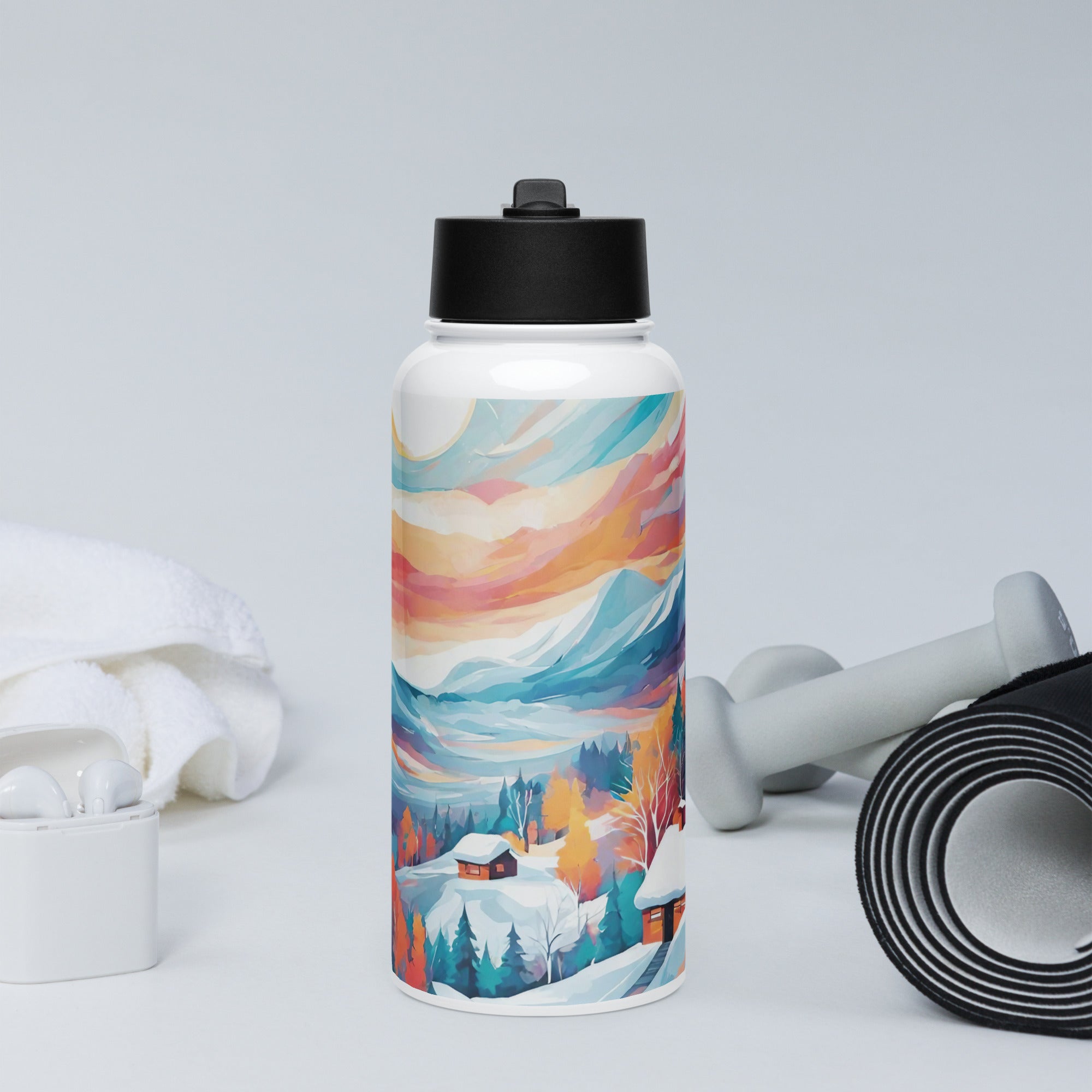 Stainless steel water bottle with a straw lid - WhatUWant2Buy