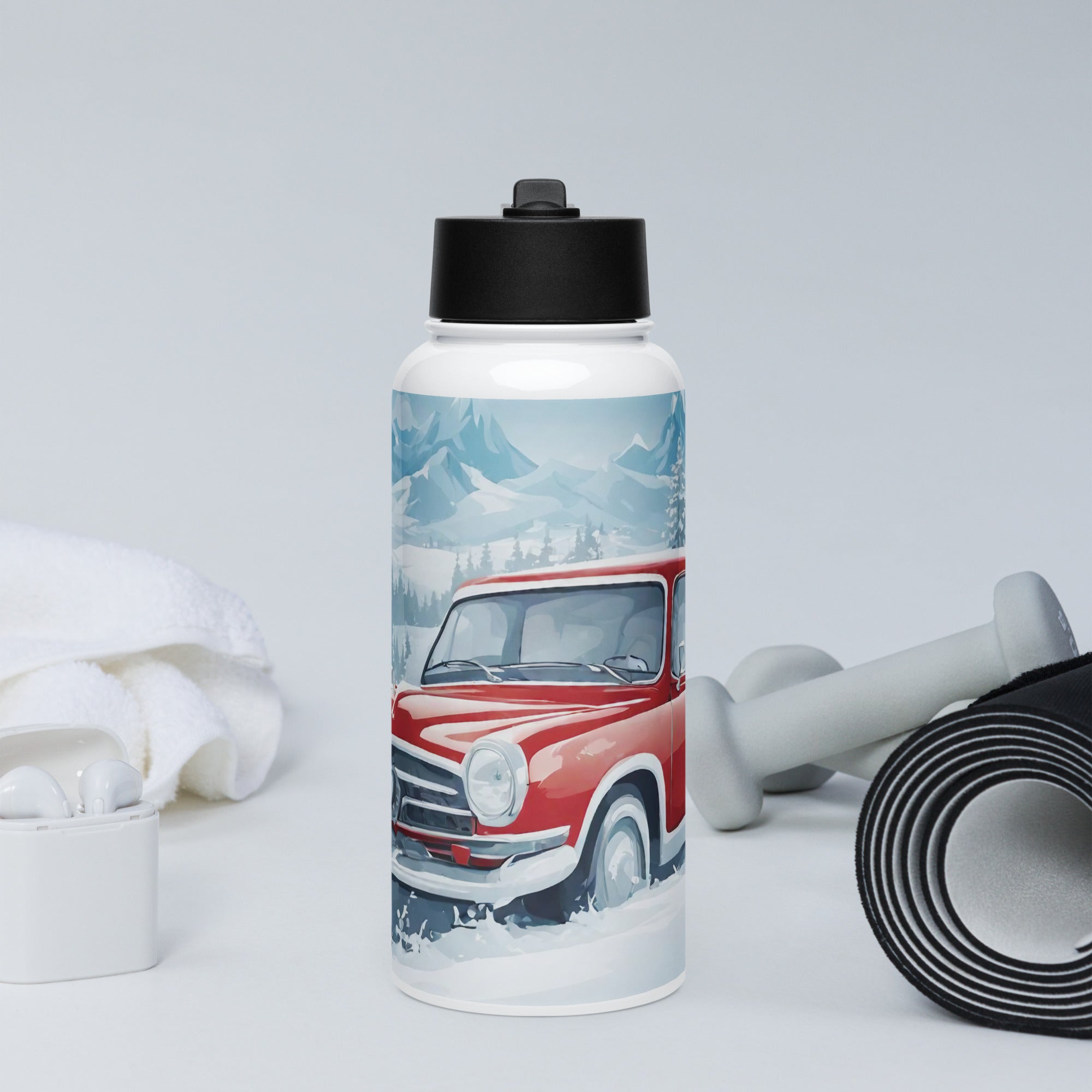 Stainless steel water bottle with a straw lid - WhatUWant2Buy