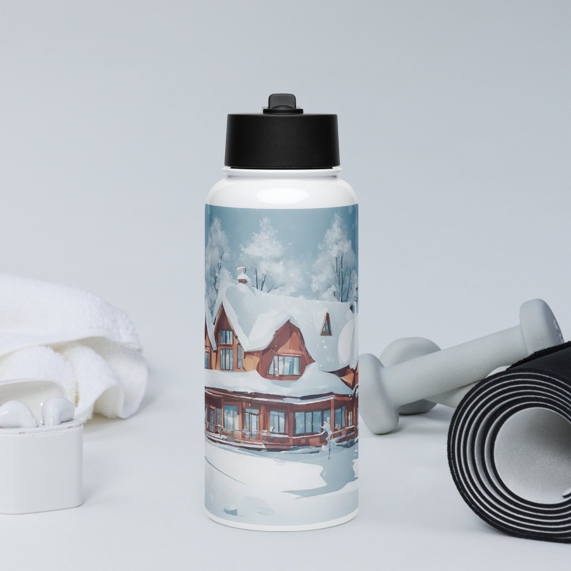 Stainless steel water bottle with a straw lid - WhatUWant2Buy