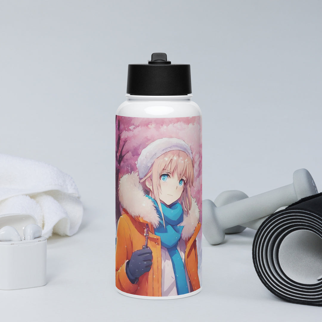 Stainless steel water bottle with a straw lid - WhatUWant2Buy